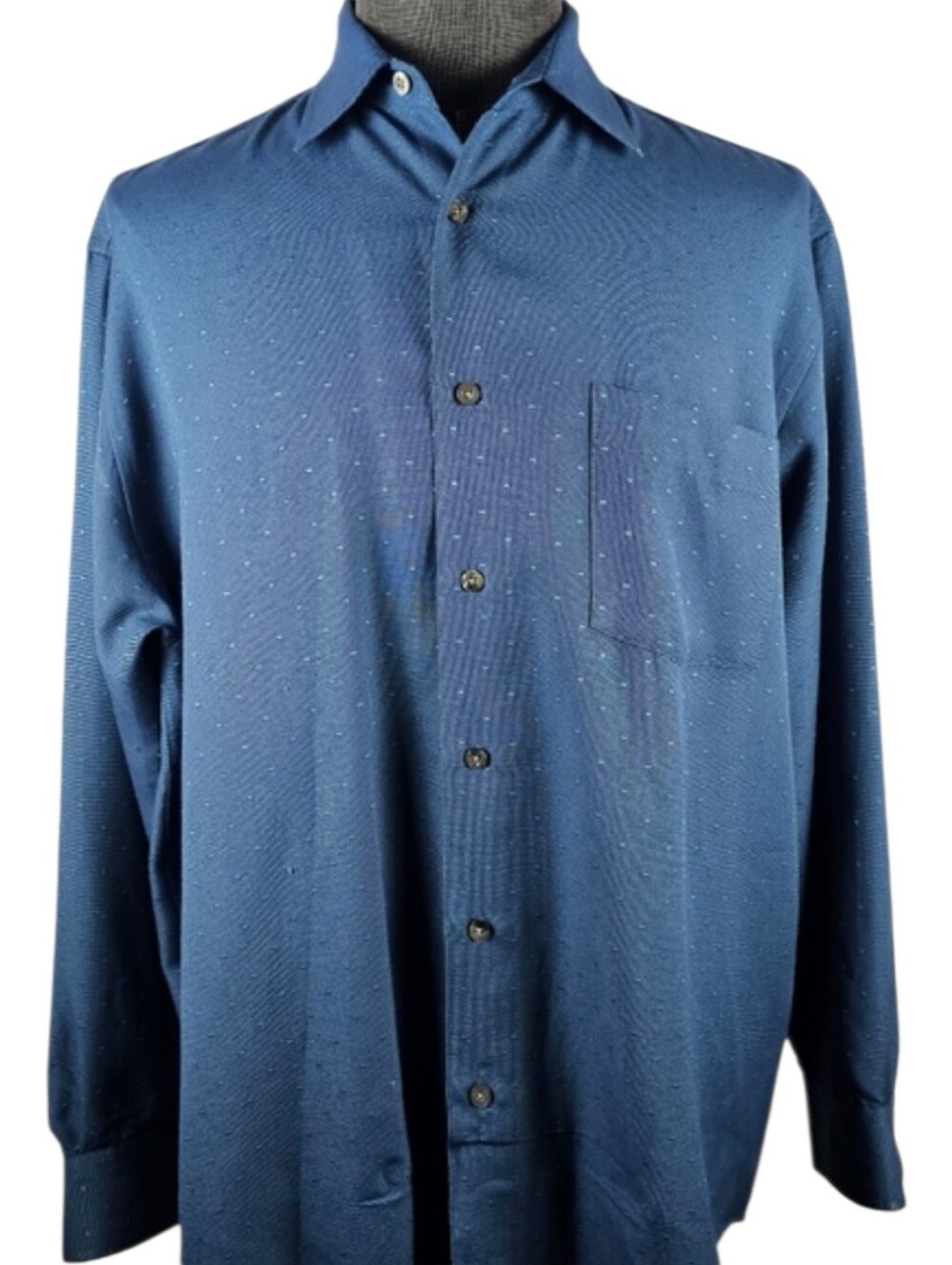 Massini Men's Blue Long Sleeve Button Down Business Casual Size L